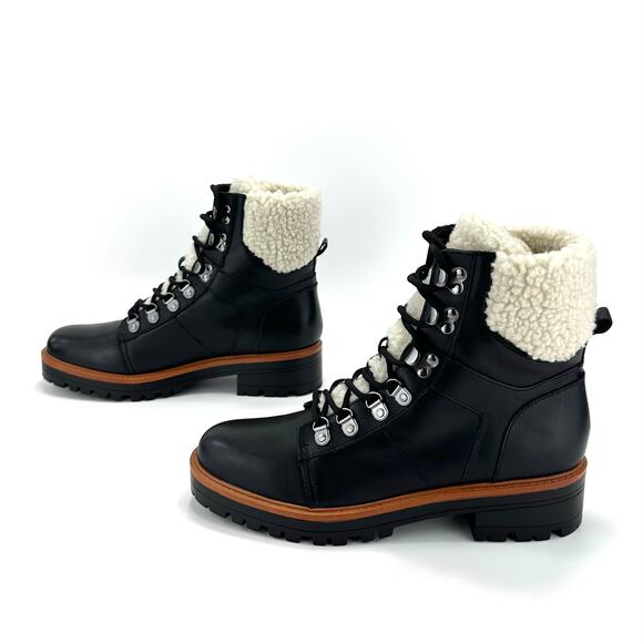 Marc Fisher Isabel Women Lug Sole Bootie Size 9.5M Black Leather Ankle Boot New - Picture 1 of 16